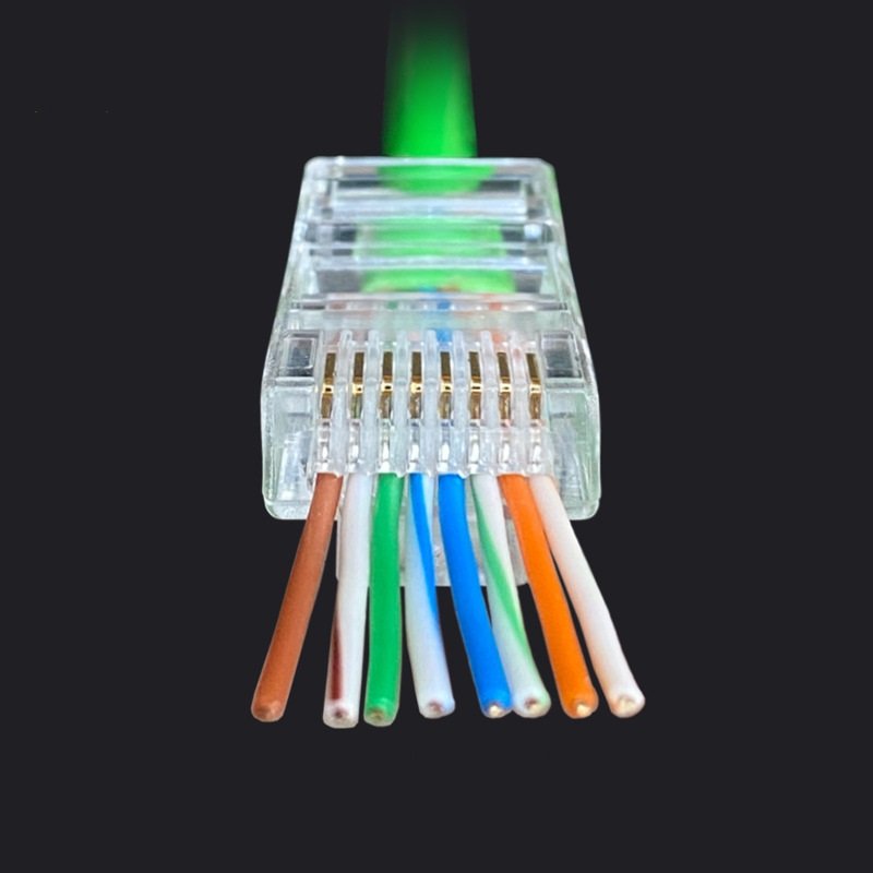 Factory supply Through hole single row Cat5 Cat6 8P8C cat5 rj45 female connector Crystal head Unshielded Gold Plated connector