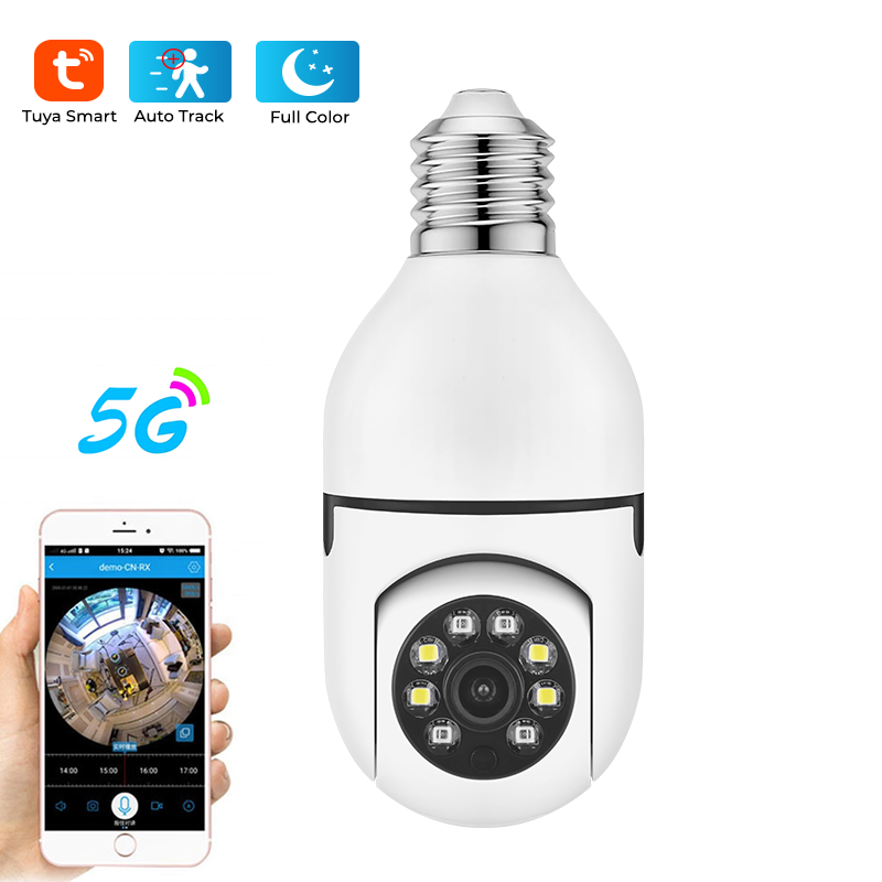 Factory Tuya 2MP 2.4G/5G E27 Bulb Surveillance Camera Night Vision Full Color Automatic Human Tracking Indoor Security Camera