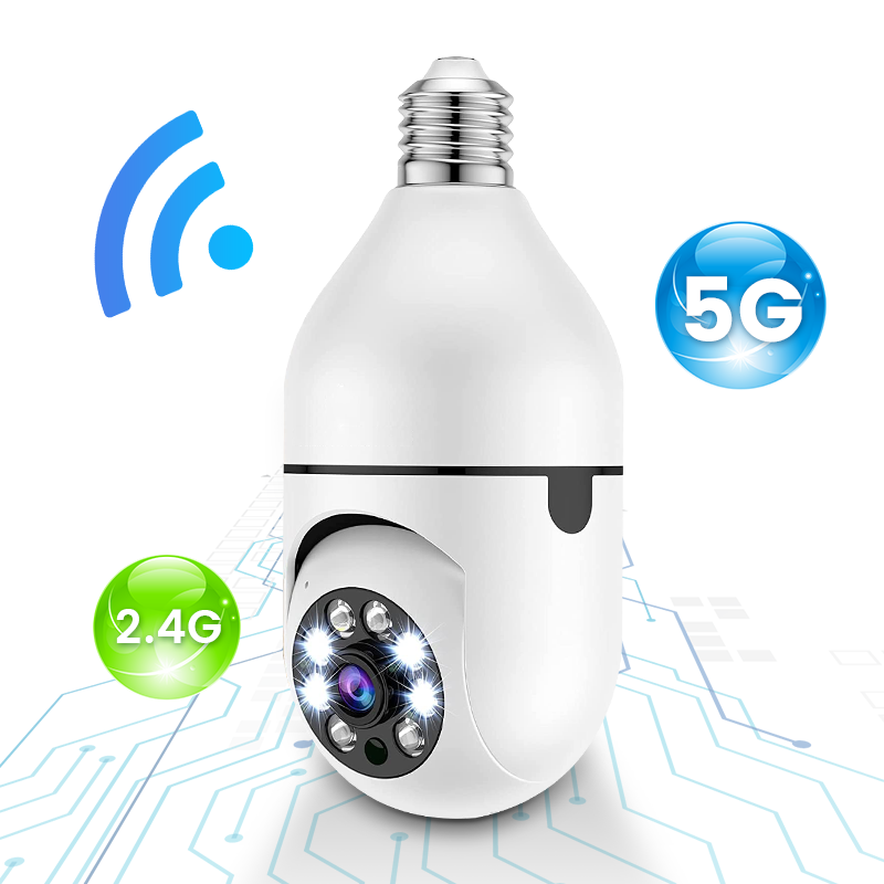 Factory Tuya 2MP 2.4G/5G E27 Bulb Surveillance Camera Night Vision Full Color Automatic Human Tracking Indoor Security Camera