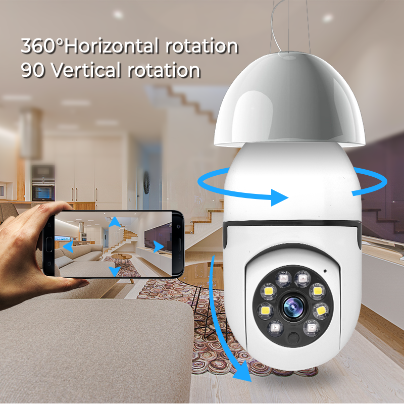 Factory Tuya 2MP 2.4G/5G E27 Bulb Surveillance Camera Night Vision Full Color Automatic Human Tracking Indoor Security Camera