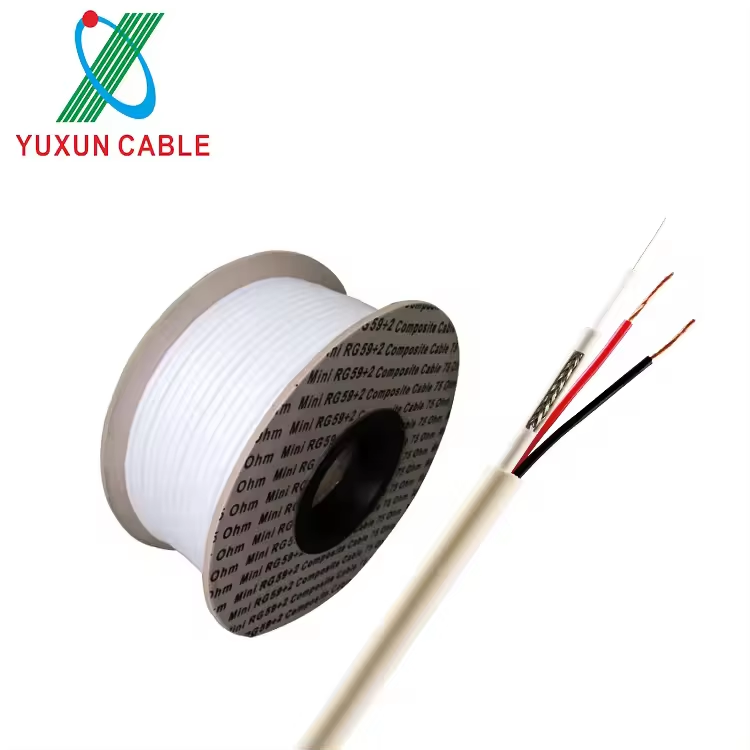 Factory Wholesale 75Ohm Mini Coaxial RG59+2 Composite Cable for CCTV Surveillance System