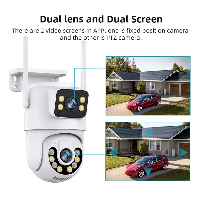 Dual Lens CCTV Smart Camera Ptz Outdoor Two Way Intercom Wifi Dual Surveillance Night Vision PTZ Camera