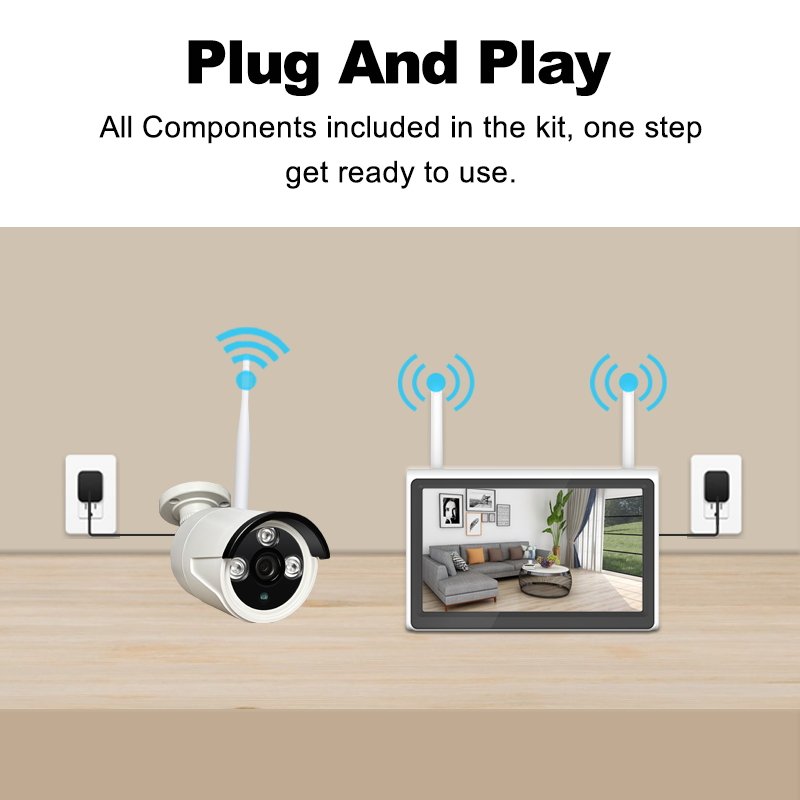 Outdoor night vision surveillance cctv camera set 4ch 8ch IP WIFI nvr kit 1080P 3MP home wireless security camera system