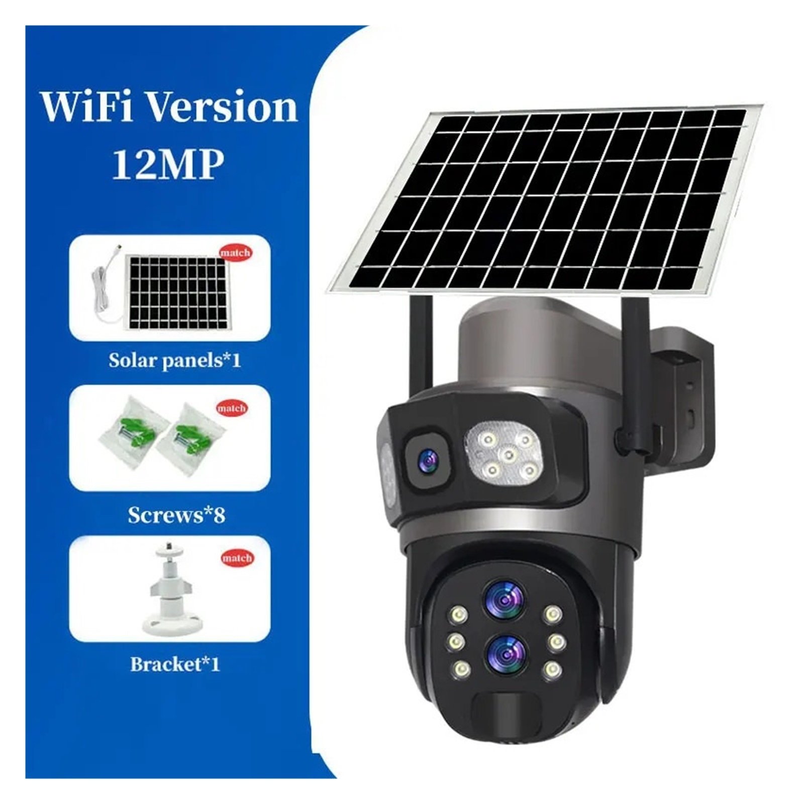 6K 12MP WIFI/4G Solar Camera 10x Optical Zoom Multi Lens Dual Screen Wireless Outdoor Security Cctv 4g Sim Card Solar Camera