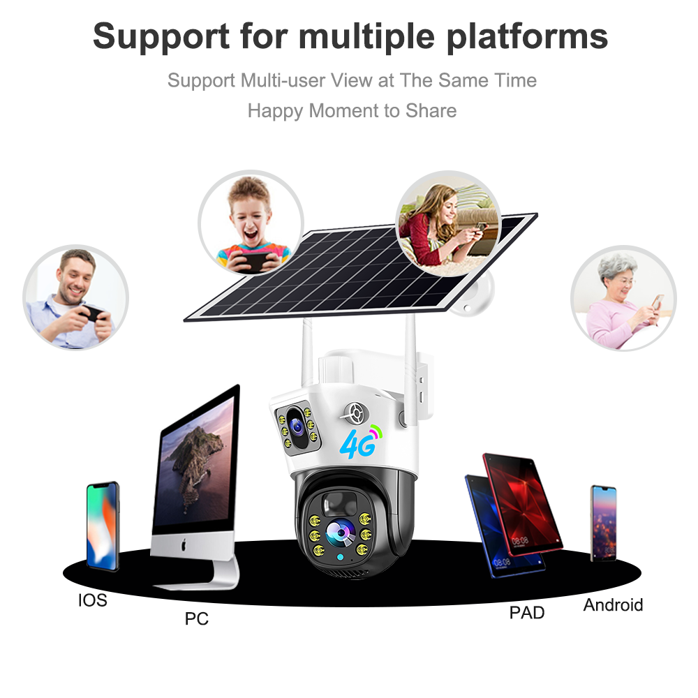 V380PRO Wireless outdoor solar power surveillance ptz camera 4G Sim Card Cctv security Camera