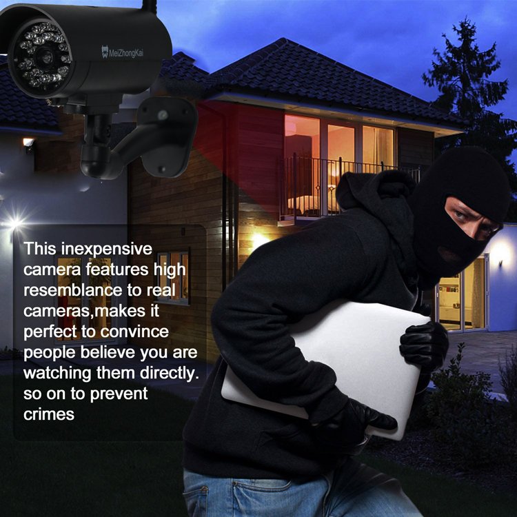 Night CCTV Surveillance System Flashing Red Light Dummy Security Camera With Realistic Look Recording LEDs fake cctv camera