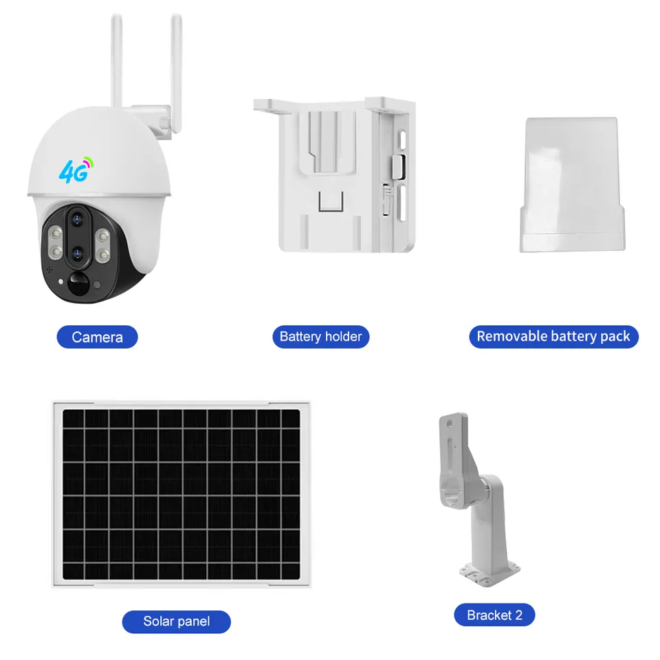 Outdoor CCTV Color Night Vision V380 Pro 3MP 7W Solar Panel 8000mah Battery 4G Outdoor 10x Zoom Dual Lens Network Camera Solar