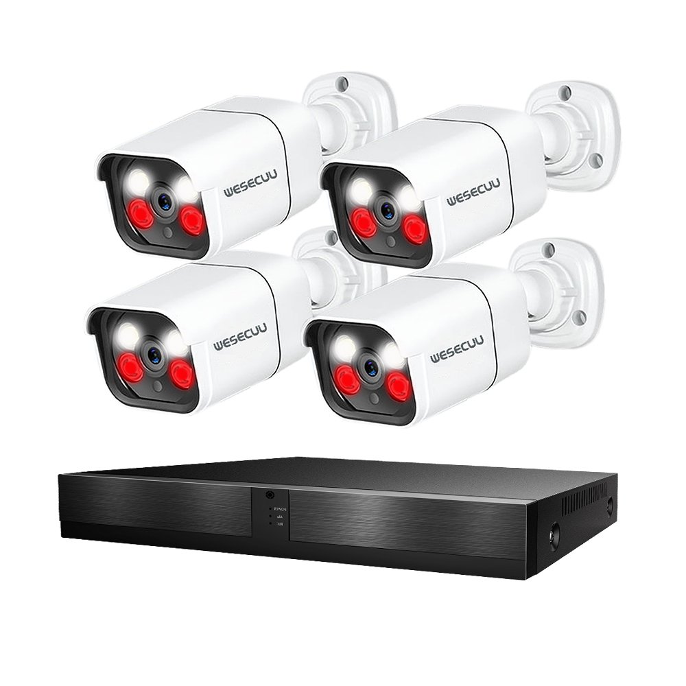 WESECUU 5mp 4k 8mp 4 8 16 Channel Ip Poe Nvr Home Outdoor Security Camera Surveillance Cctv System Kit With Camera