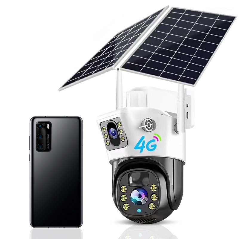 Outdoor Dual Lens 4K 4G Sim Card Solar Security Camera Dual solar panels Wireless V380 pro Wifi 4G Solar Cctv Camera Sim Card