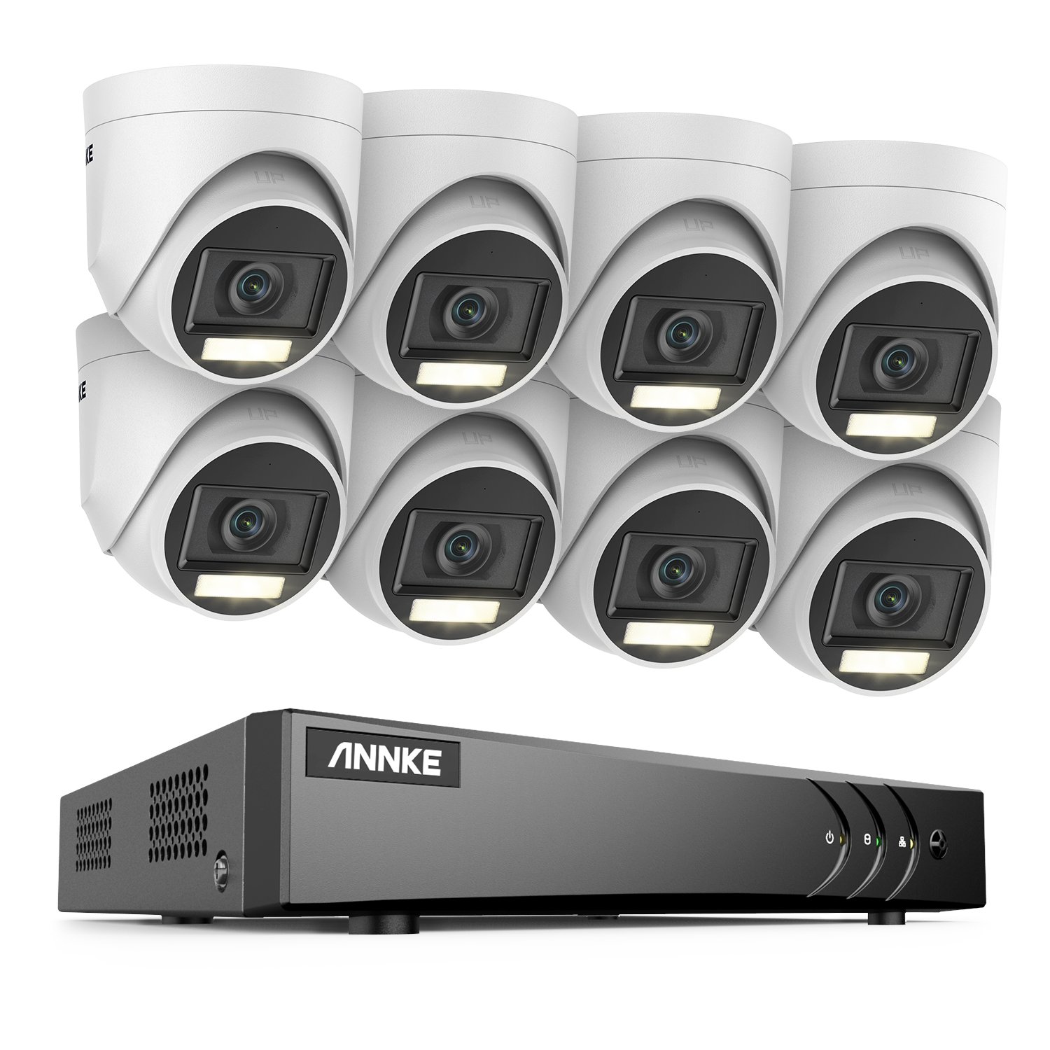 16CH 3K 5MP Hybrid Ai Detection DVR With 8pcs 3K 5MP TVI Audio & Dual Light Turret Camera CCTV Security Systems
