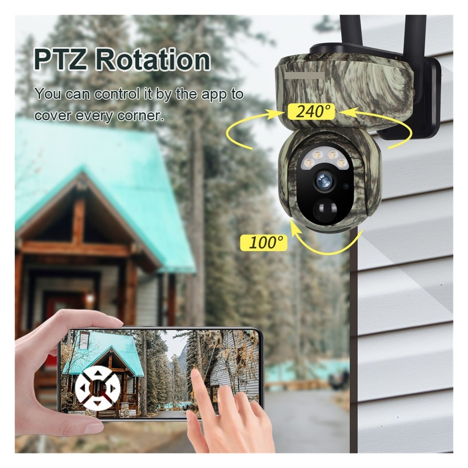 Senhuo 4MP 4G SIM PTZ Solar Camera Wifi Outdoor Wireless 360° Viewing Color Night Vision Human/animal Monitoring
