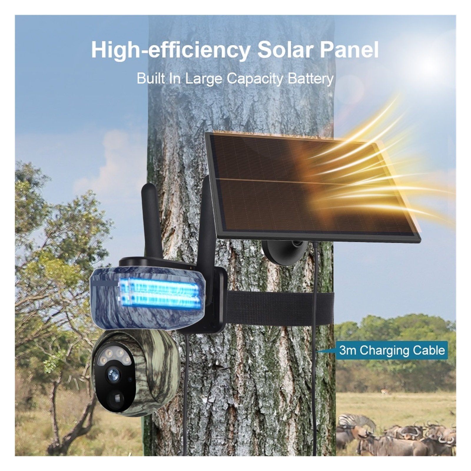 Senhuo 4MP 4G SIM PTZ Solar Camera Wifi Outdoor Wireless 360° Viewing Color Night Vision Human/animal Monitoring
