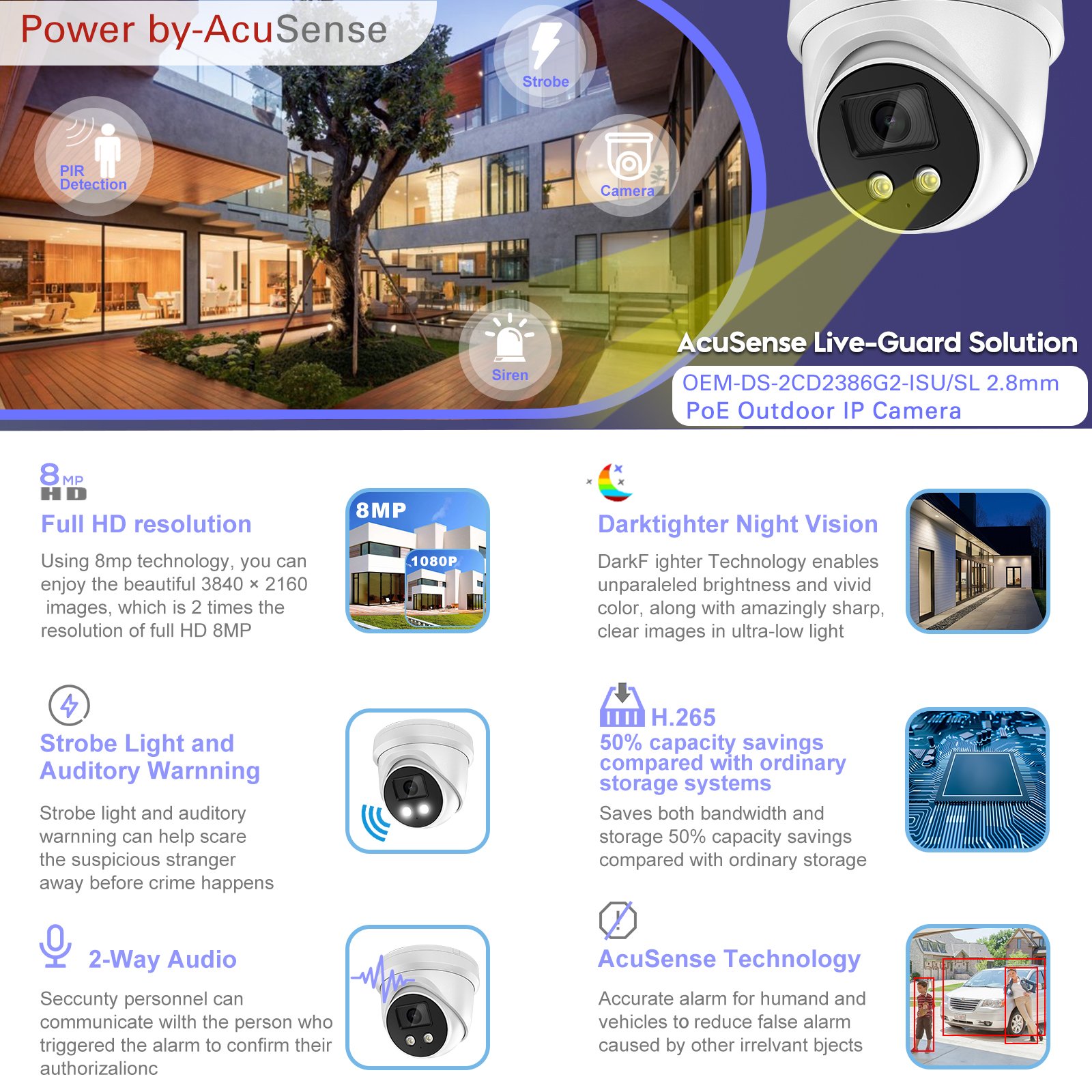 8 Channel CCTV System POE Dome Home Security Ip Camera 5MP Audio NVR Kit Security Camera System IP66 Video Surveillance Set