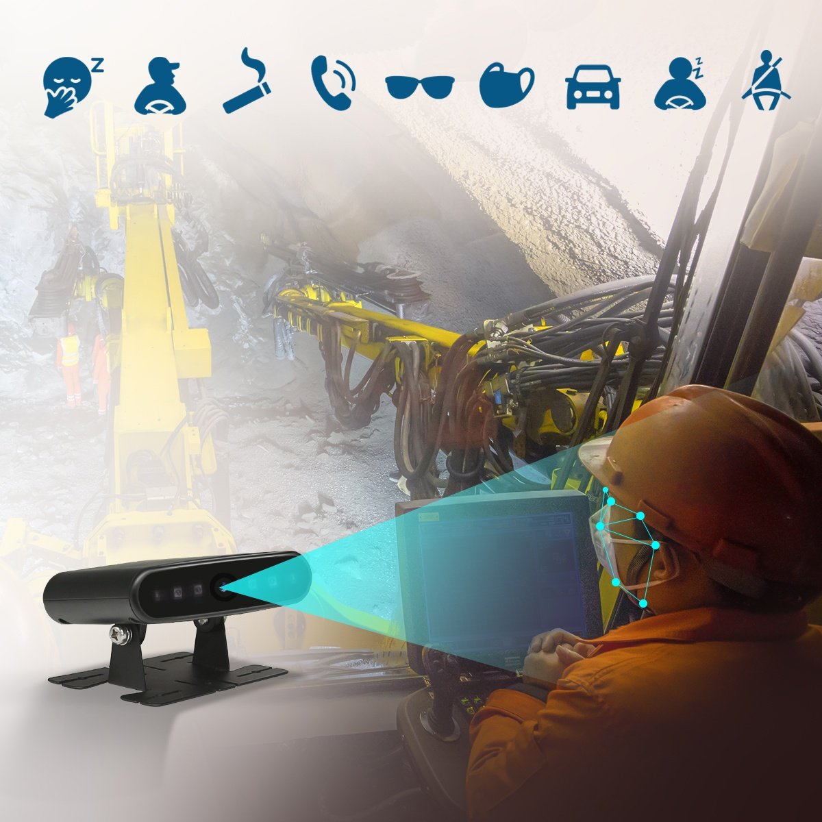 STONKAM Driver Monitoring Drowsiness Fatigue Detection Camera Remote Surveillance AHD/CVBS Support RTSP Protocol