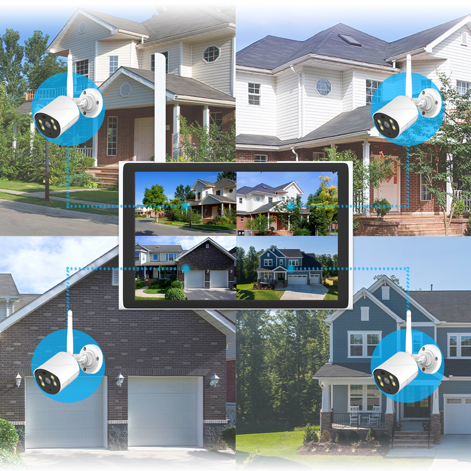 Newest 10.1inch 4 channels 2MP cctv surveillance camera system with wifi cameras