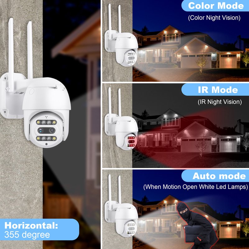 PL Wifi Camera PTZ Outdoor Human Detection Two-Way Audio Wireless Color Night Vision CCTV Security Camera
