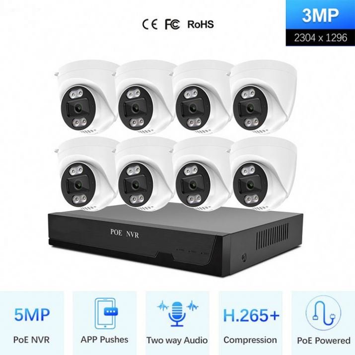 Advanced Indoor PoE Surveillance Kit 3MP Cameras H.265 Compression 16TB Storage AI Detection for Home Monitoring