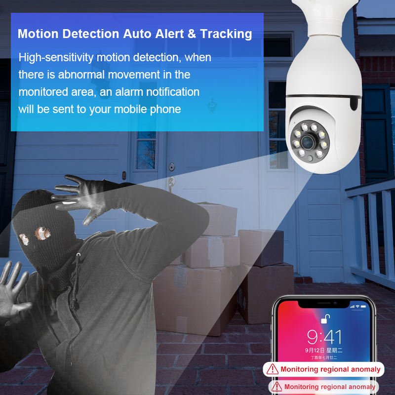 Factory Sale Icsee 2MP 5G E27 Bulb Surveillance Camera Night Vision Full Color Automatic Human Tracking Indoor Security Monitor
