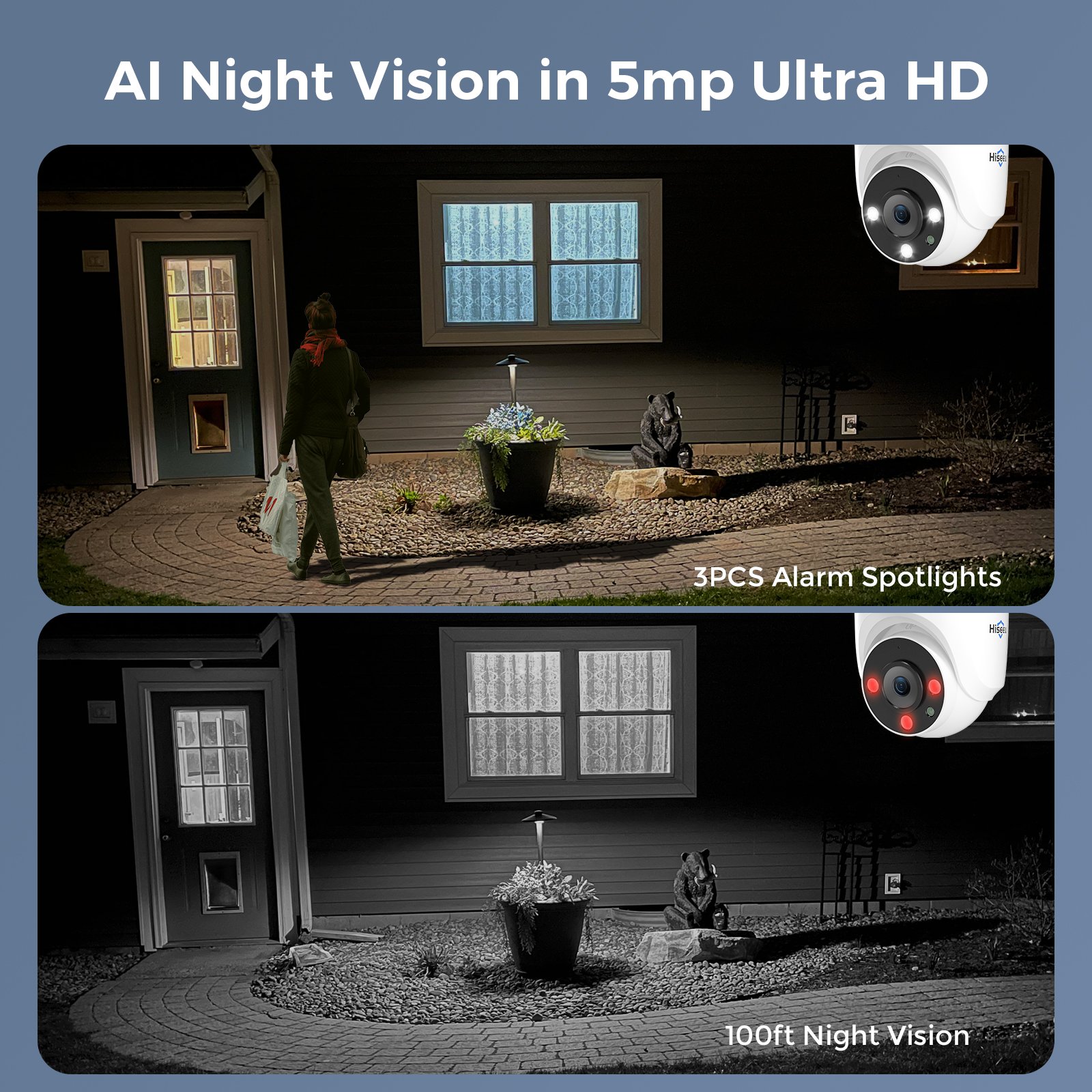 Hiseeu H.265+5MP full-color night vision dome security video surveillance kit wired DVRCctv camera system