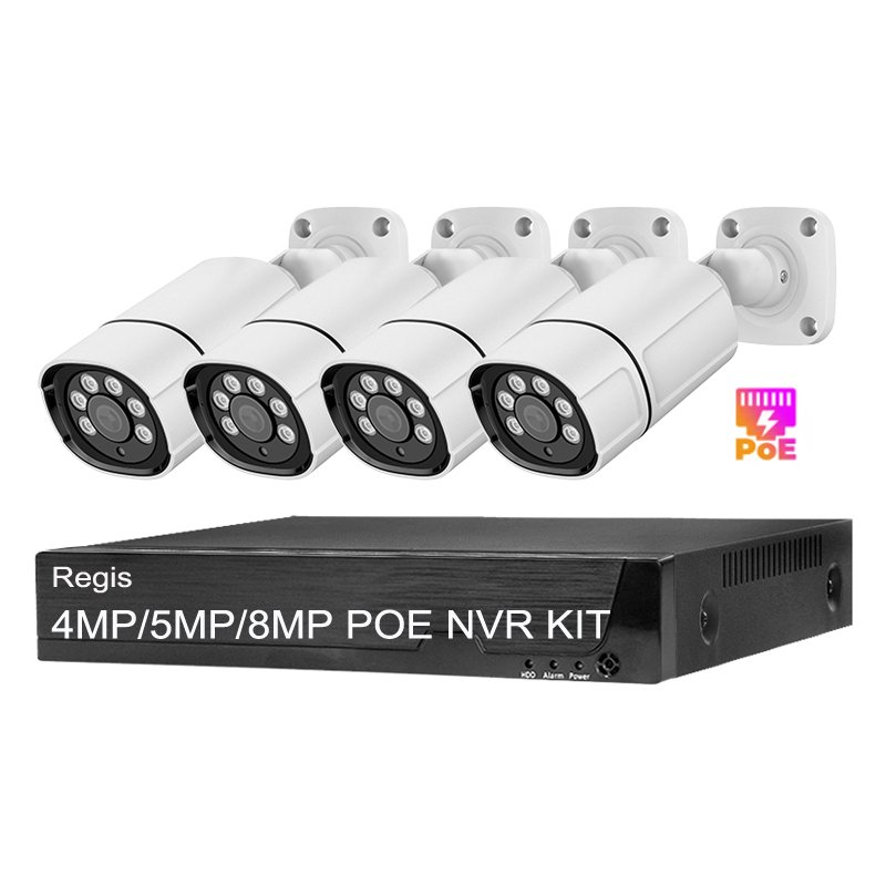 4MP 5MP 8MP 4K 4CH Poe Nvr Kit Outdoor Indoor Bullet Waterproof Security Surveillance Cctv IP Poe nvr Camera System