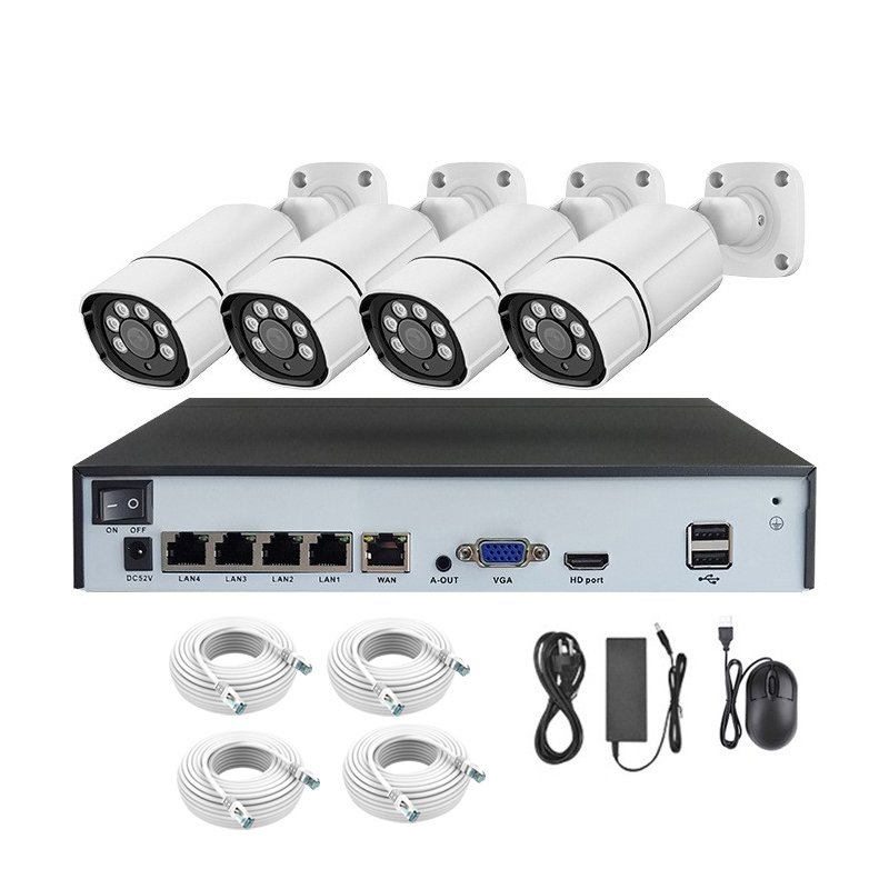 4MP 5MP 8MP 4K 4CH Poe Nvr Kit Outdoor Indoor Bullet Waterproof Security Surveillance Cctv IP Poe nvr Camera System