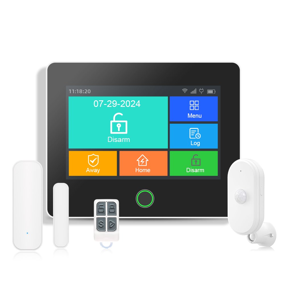 2024 New Products WIFI+GSM 2G/4G Alarm Panel With 4.3 Inch Touch Screen SOS Emergency Bottom Home Security Camera Alarm System