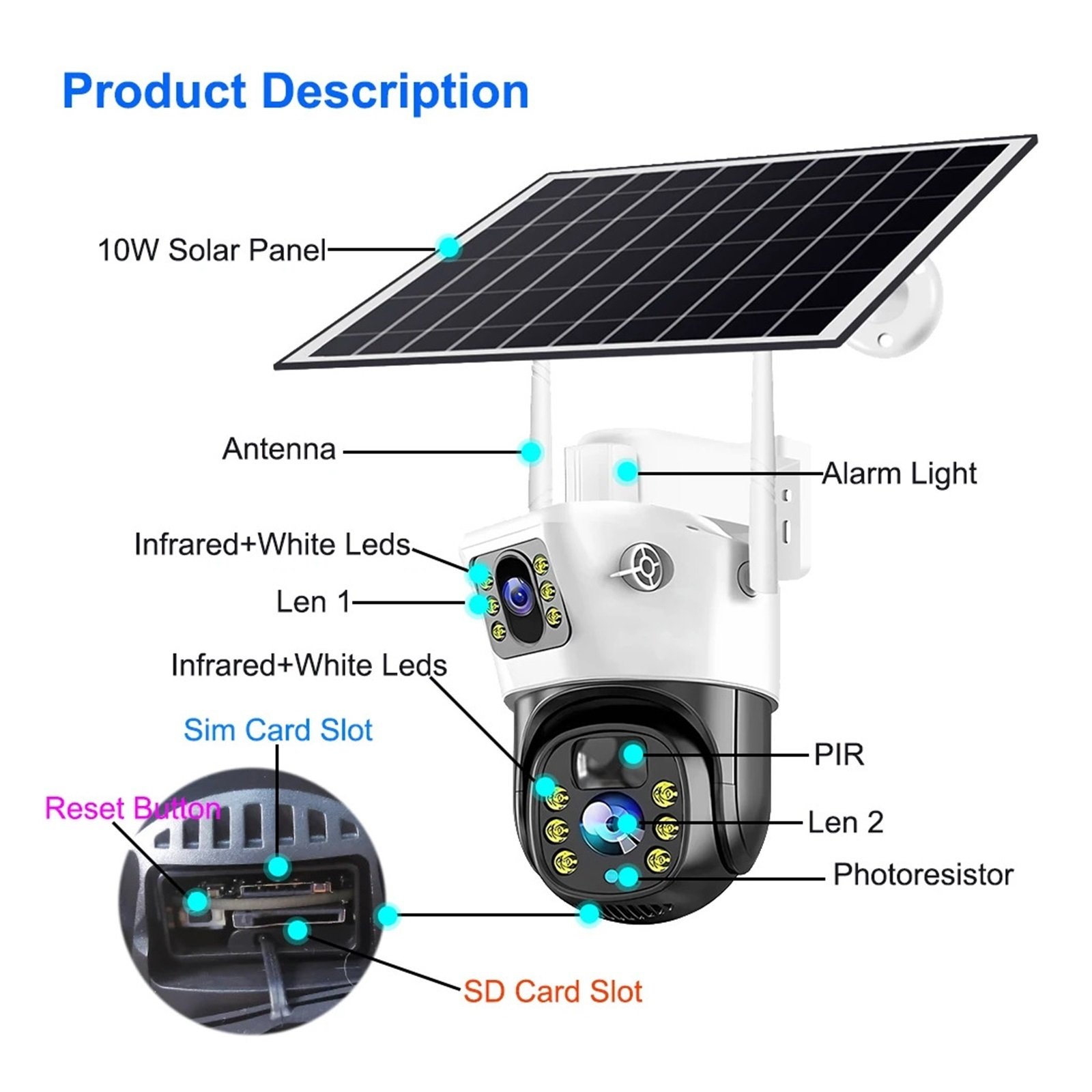 Senhuo 4MP/8MP 4G Solar Panel V380 Pro Outdoor Monitoring IP Camera Supports Color Night Vision PIR Motion Detection CAM