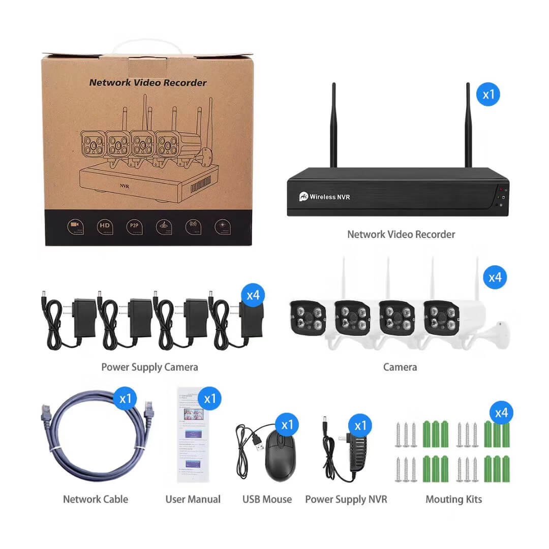 Oem Cmos Digital Surveillance 1080P Hd Ip Wifi CCTV Home Security 4Ch Nvr Wireless Camera