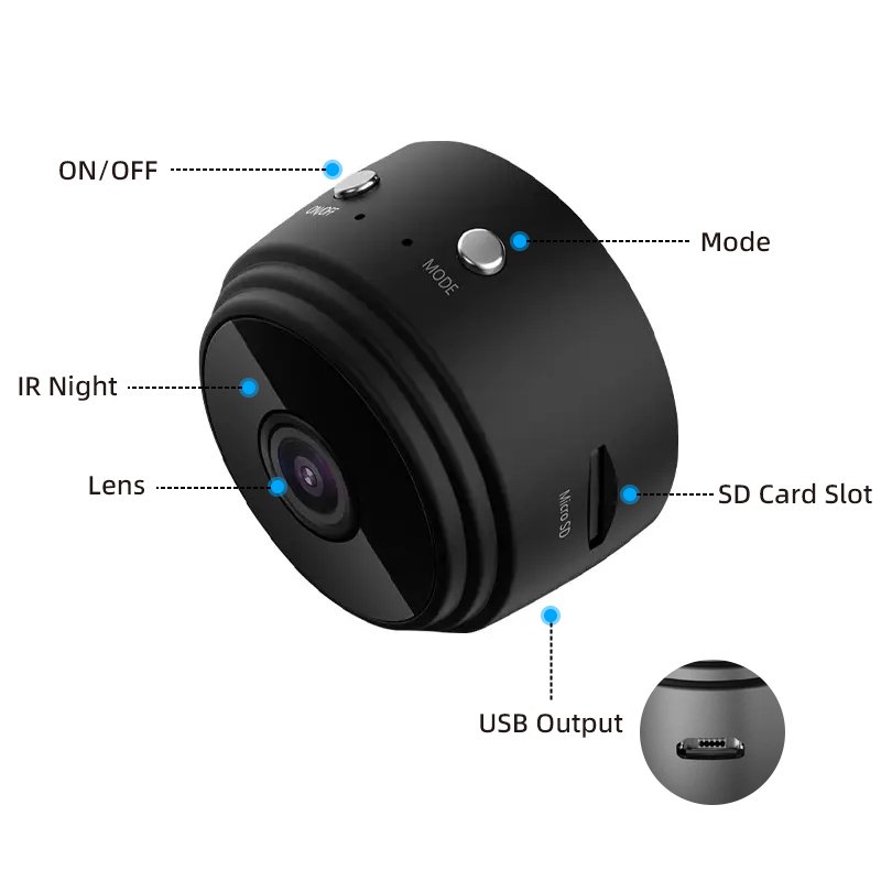 A9 Mini Wireless Portable Network Surveillance A9 Camera 1080p HD Resolution Night Vision Wifi Camera for Home Kids Security