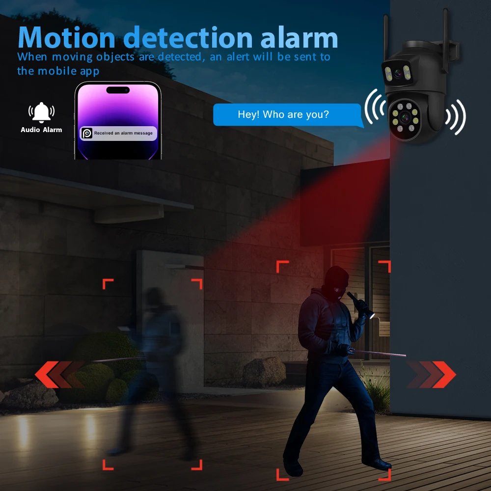 Outdoor 6MP Dual lens WiFi Camera 12MP Optical Zoom Dual Screens Auto Tracking Wireless Security Surveillance Cctv Camera