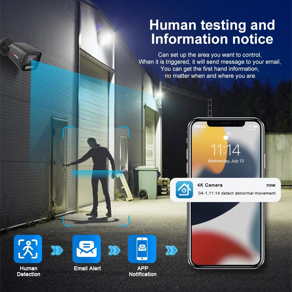 4K 8MP Ip Xmeye Poe Camera Security Cctv System Outdoor Home Face Detection Two Way Audio 8Mp Surveillance Camera