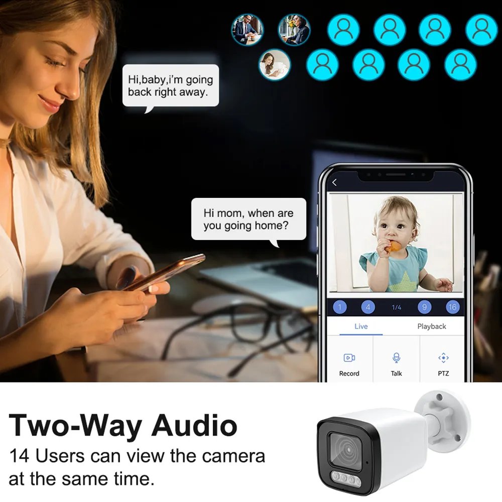 4K 8MP Ip Xmeye Poe Camera Security Cctv System Outdoor Home Face Detection Two Way Audio 8Mp Surveillance Camera