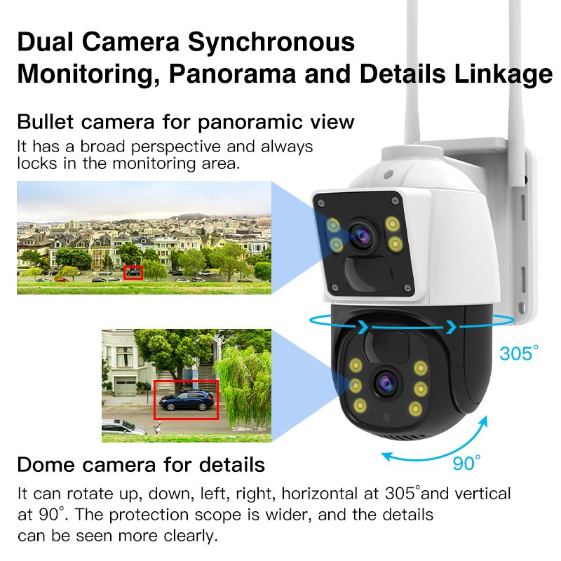 Factory OEM BG66DR 2MP+2MP Dual Lens CCTV Security System Solar Powered Battery Outdoor 4G IP Camera With Memory Card