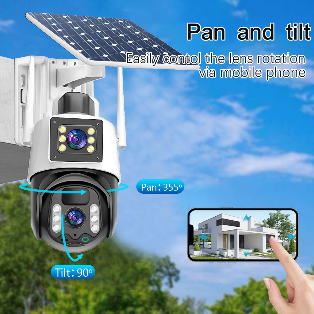 Wistino 6MP V380pro Outdoor Dual Lens 4G Cctv Camera Waterproof Auto Tracking Motion Detection Alarming 4g Solar Camera