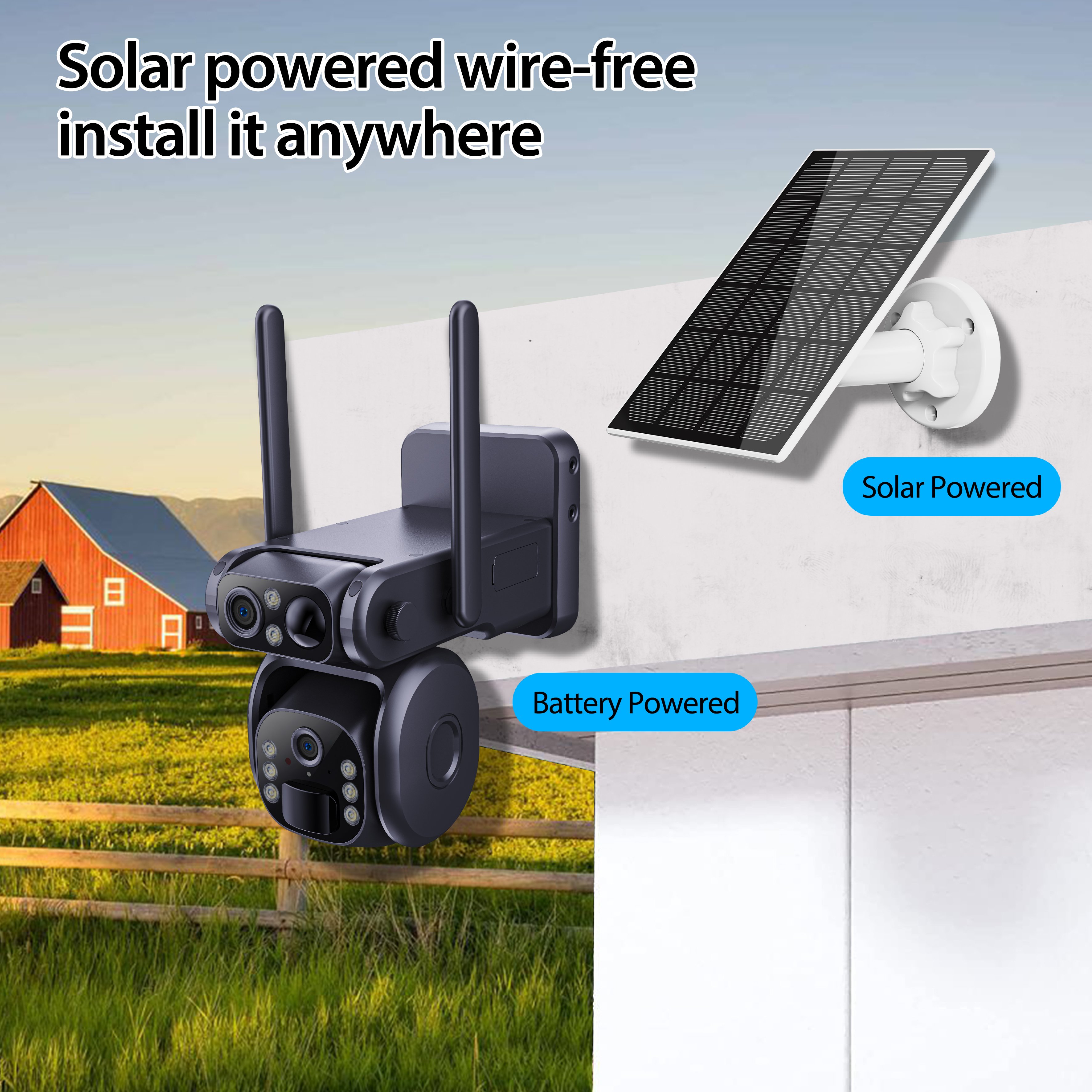 UBOX Low Power Outdoor Security Wireless PIR Motion Detection 4g Sim Card Solar Camera Surveillance Camera With Night Vision