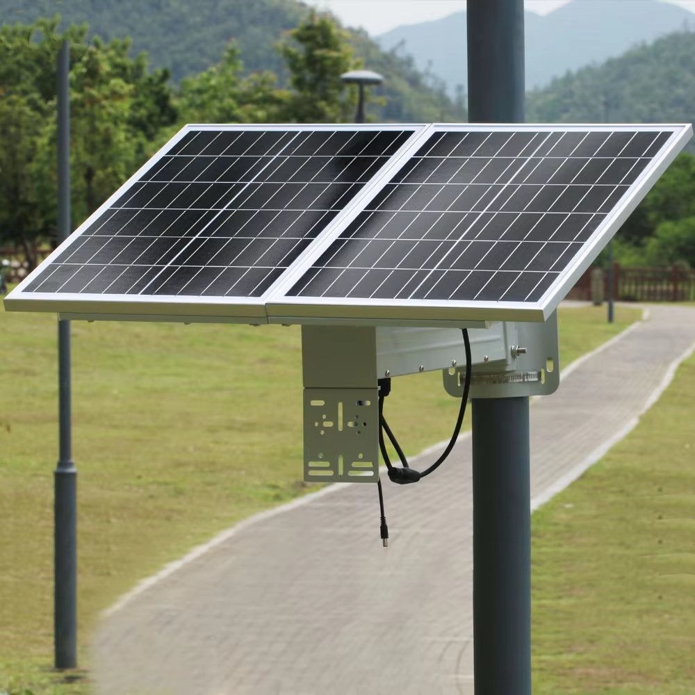 60W60AH Solar Panel Energy System for CCTV Camera Security System DC 12V/5V Output with Metal Bracket LCD Indicator