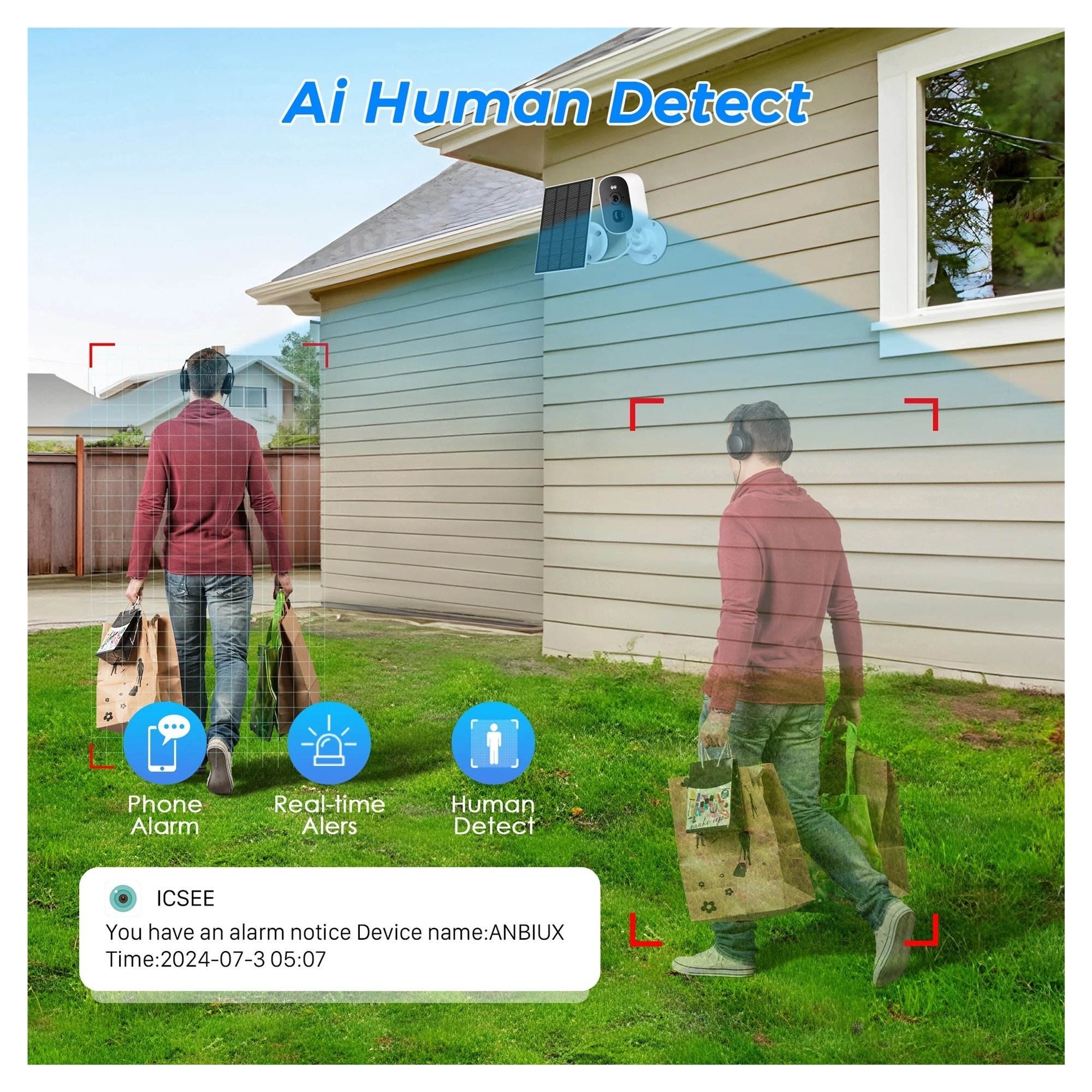 Senhuo 4MP 2K HD wireless solar camera Wifi outdoor PIR body detection Battery panel 5X zoom home security protection