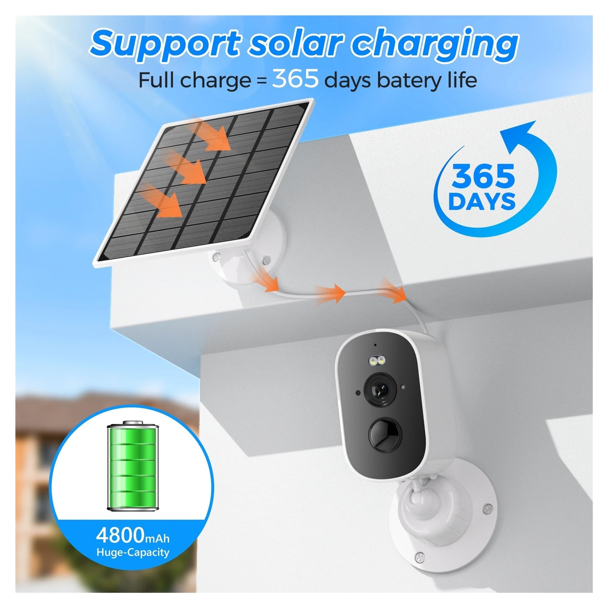 Senhuo 4MP 2K HD wireless solar camera Wifi outdoor PIR body detection Battery panel 5X zoom home security protection