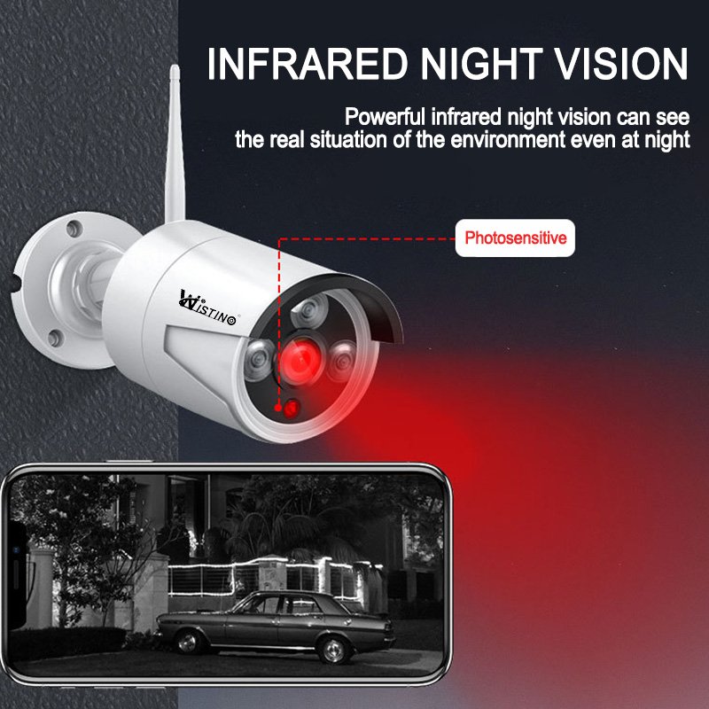 Wistino 4ch 6MP bullet cctv camera full hd kit night vision motion detection wireless NVR surveillance camera
