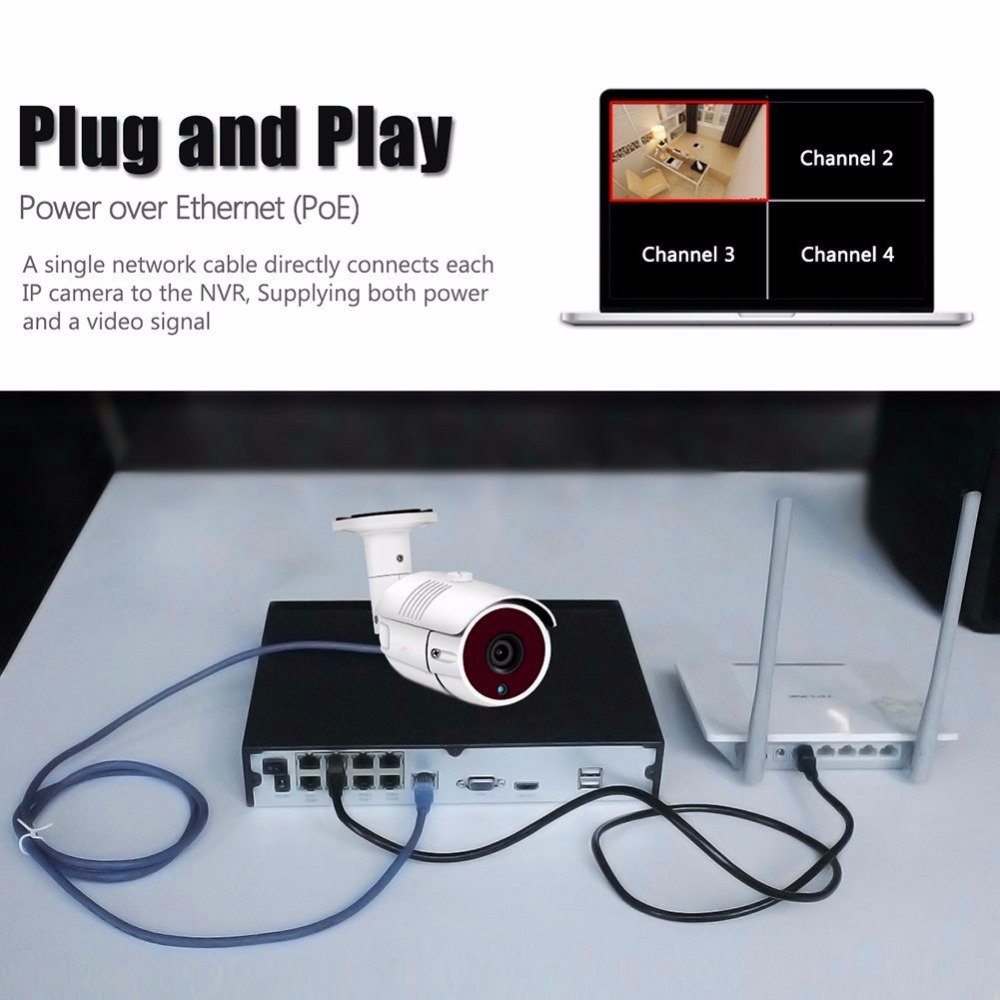 SUNIVISION Factory!!! 1080P PoE Security Camera Surveillance CCTV System with 4 HD Superior Night Vision Cameras
