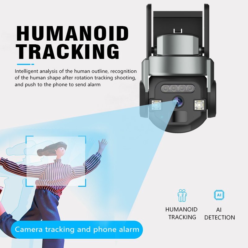 5MP Surveillance Camera Dual Lens Wireless Wifi Security Camera Waterproof Audio Motion Detection Auto Tracking Outdoor Camera