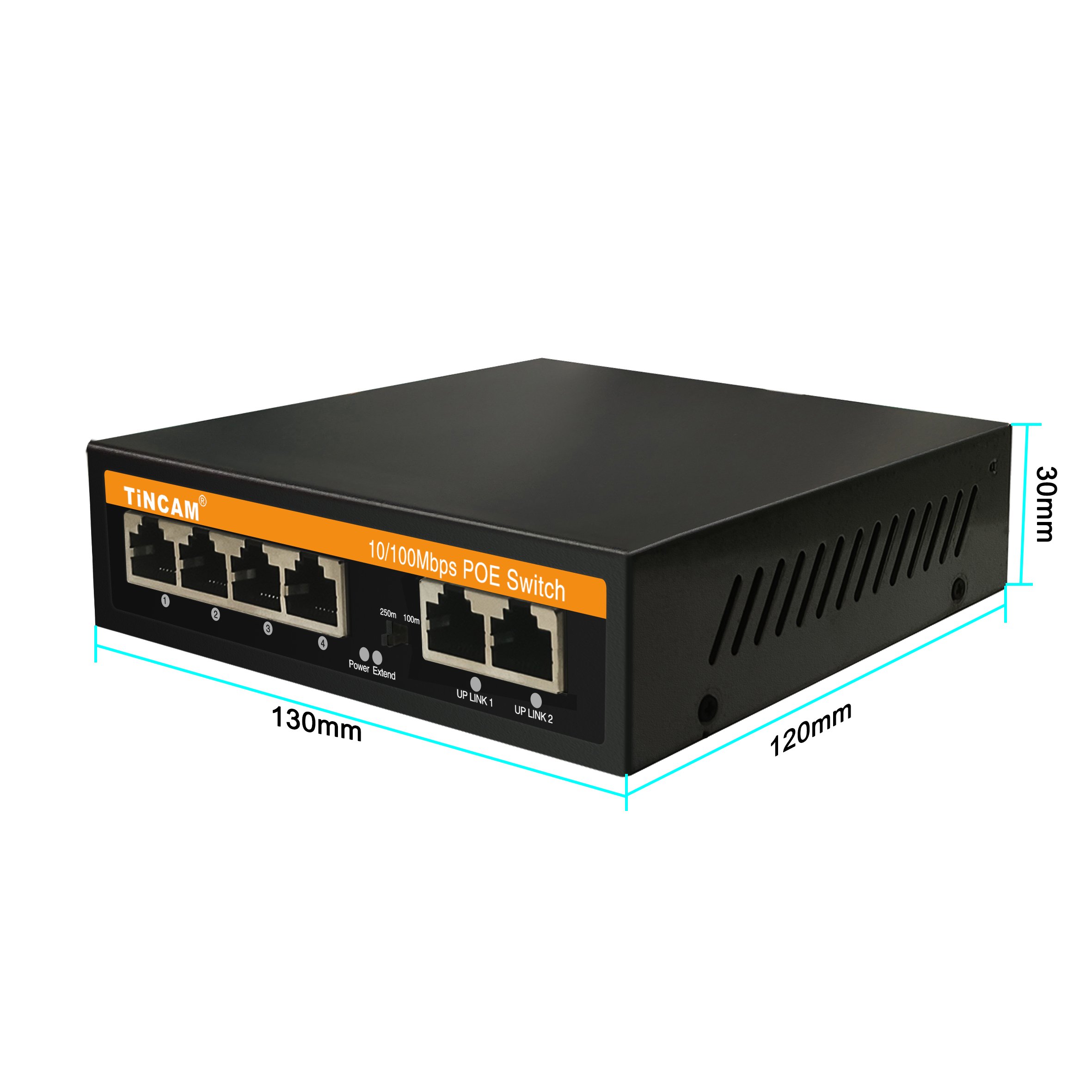 TiNCAM Mini 4 port 10/100M 48V 52V POE Switch For 250M 1G Bandwidth CCTV Security Surveillance System Support Internal 65w Power