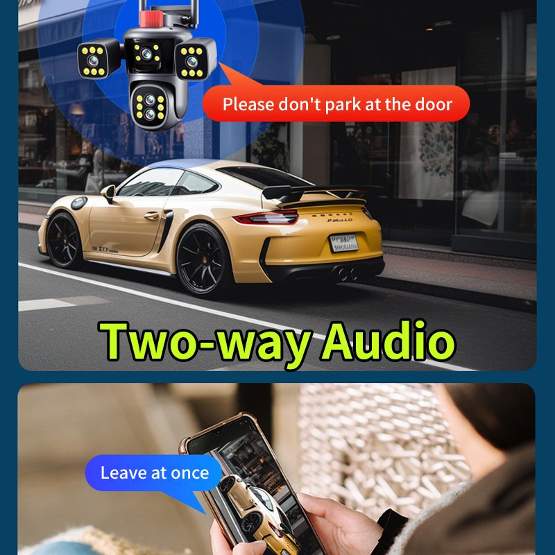 VESAFE Motion Detection 10x Zoom 4K Multi Lens 4 Screen 360-degree PTZ Cameras CCTV Home Security Camera
