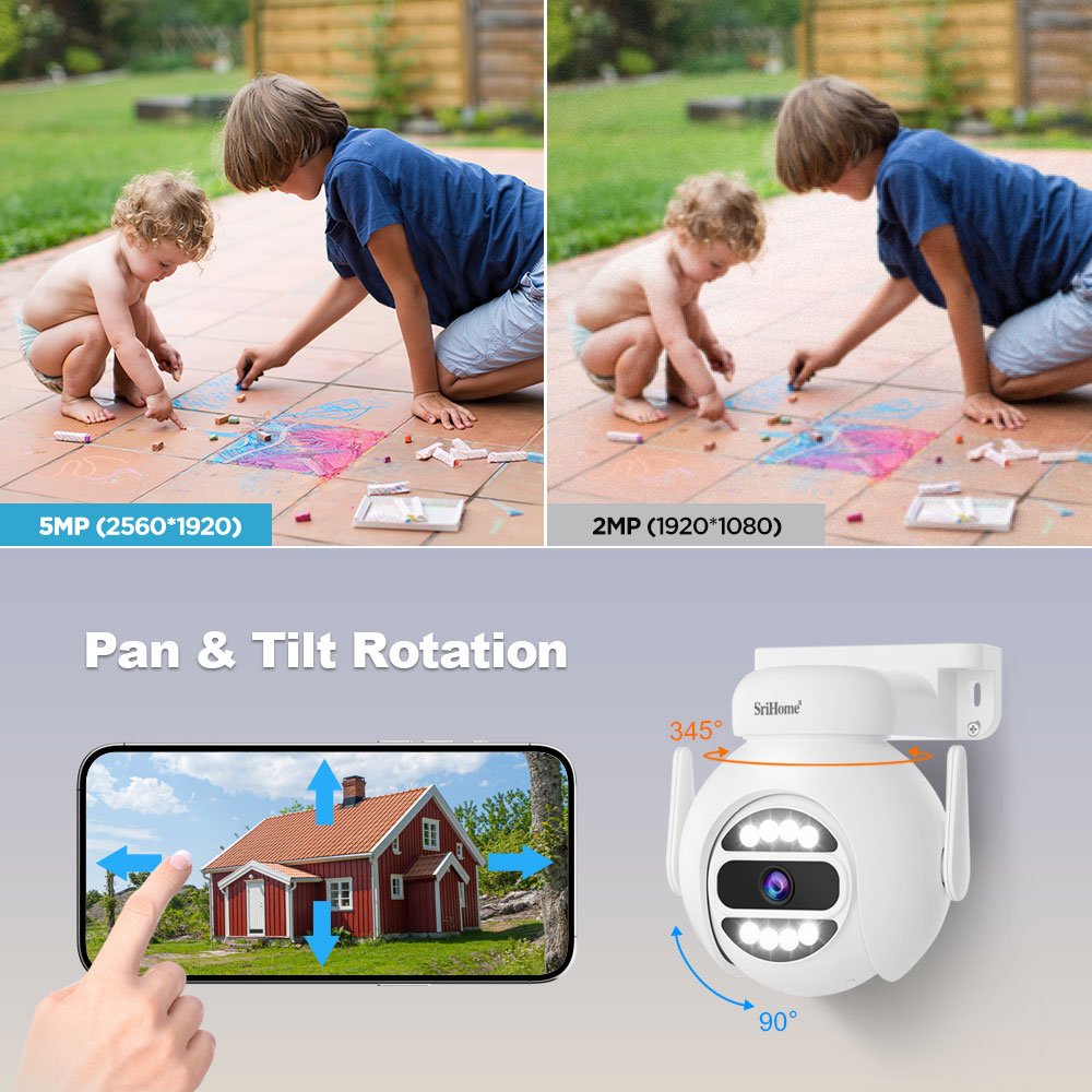 SriHome CCTV Home Security Camera WiFi NVR CCTV Surveillance Outdoor Waterproof Smart Security Camera System with Night Vision