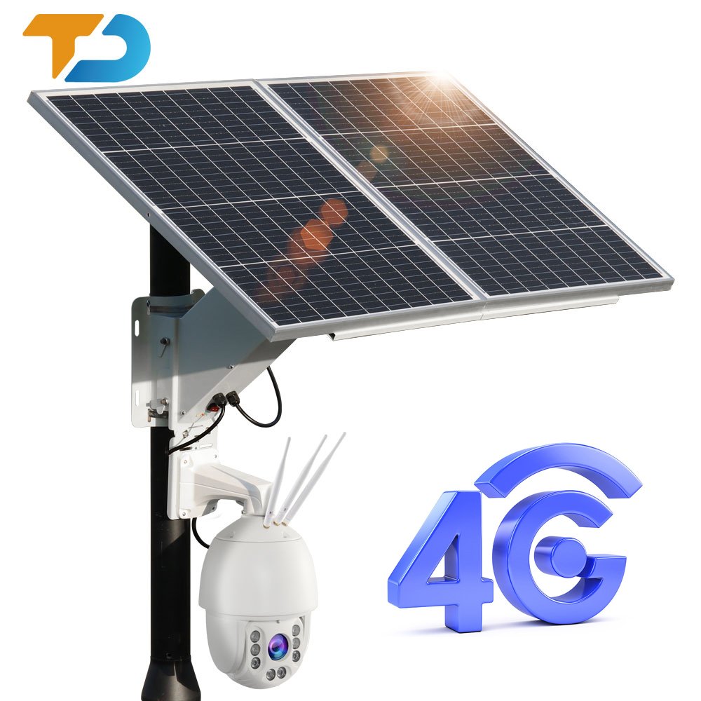 TecDeft New battery solar panel kit Wi-Fi PTZ 2 Way Audio 8MP Sony Lens Waterproof Surveillance 4K solar 12v cctv solar camera