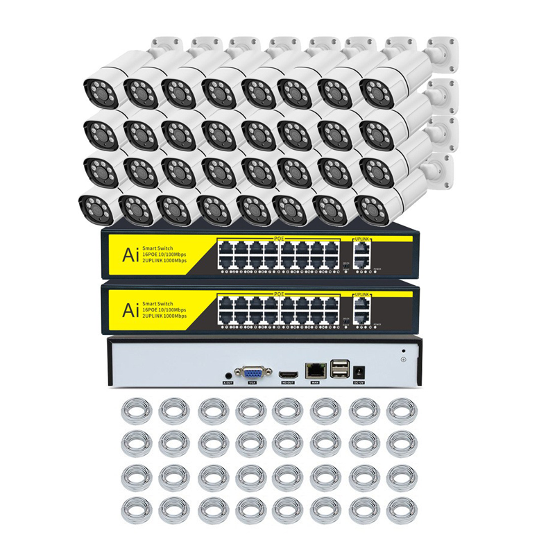 Oem HIK 5MP 8MP 4K Full Color Dome Turret Bullet 32CH PoE NVR Kit Video Surveillance IP CCTV Security Network Camera System