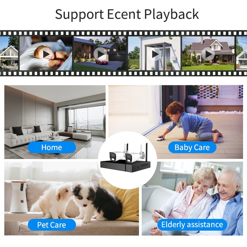 2024 5MP NIGHT VISION PLUG AND PLAY WIRELESS 4CH WIFI CAMERA SET NVR SURVEILLANCE CCTV KIT WIRELESS HOME SECURITY CAMERA SYSTEM
