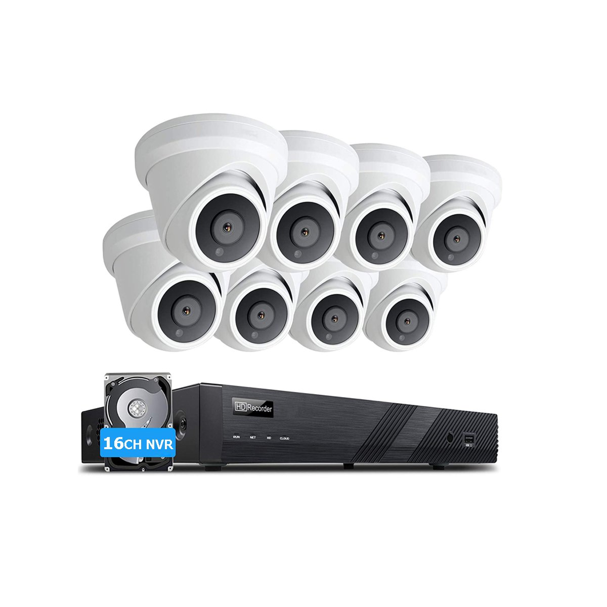 p2p 8mp poe camera security system 16 channel 4k h.265+ poe nvr with 8 cameras 4k ip turret dome audio human & vehicle detection