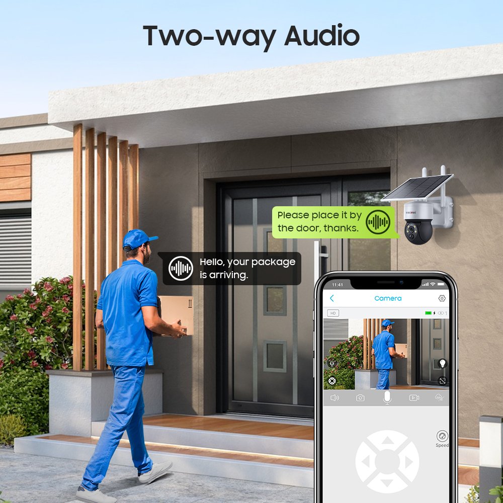 SECTEC HD 3MP 4G Solar Powered Battery Surveillance Security System Wifi Solar CCTV IP Network PTZ Camera