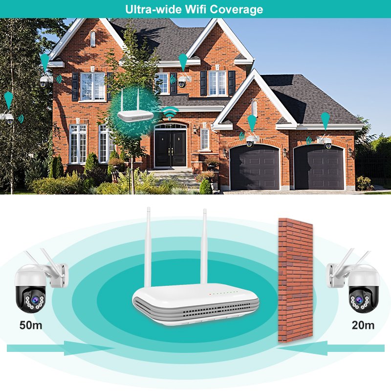 H.265 2MP Full HD Surveillance Camera System CCTV Face Audio Video Recorder 4CH Wireless NVR Security Outdoor WIFI Camera Kit